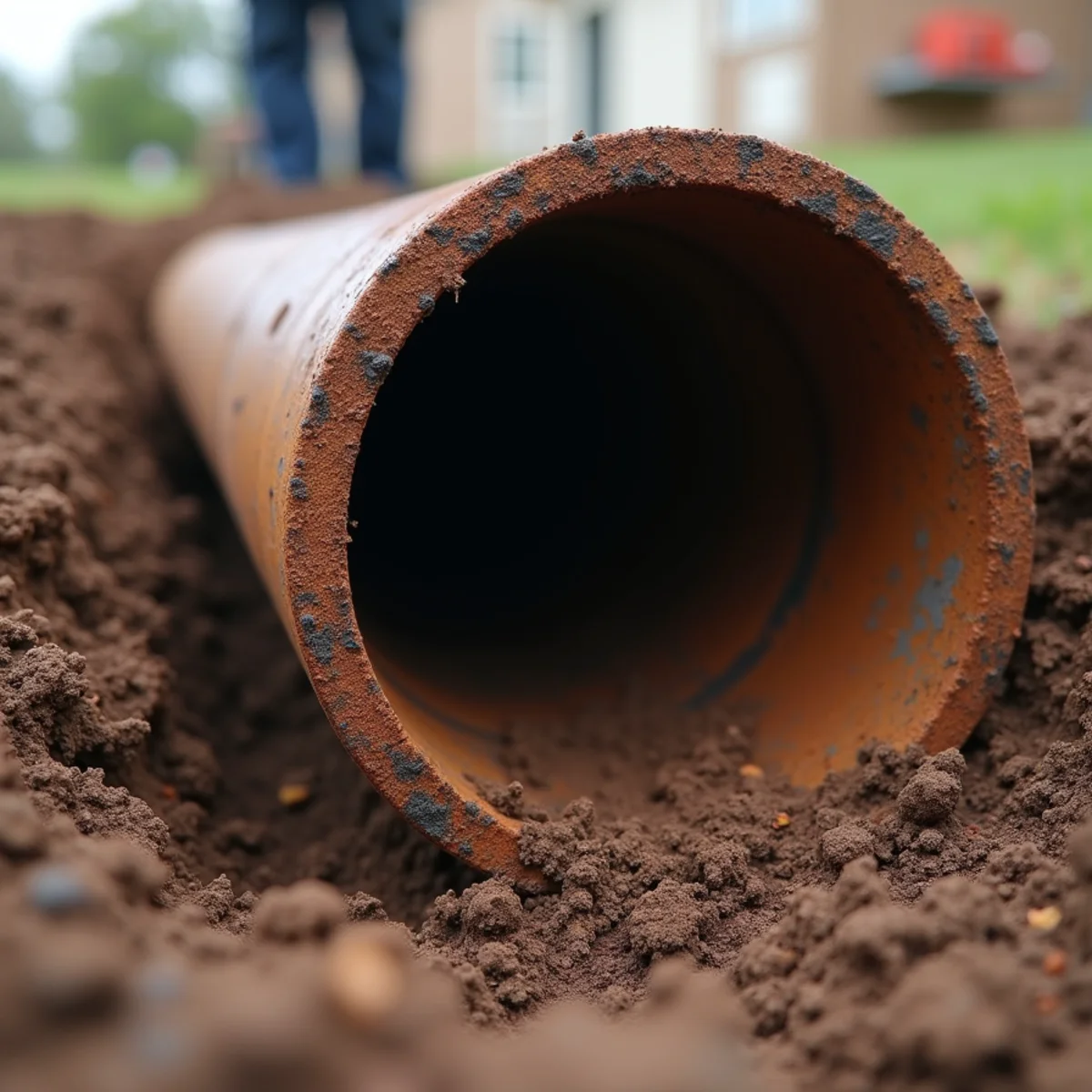 Fiber-optic camera inspection of deteriorated cast iron drain pipe