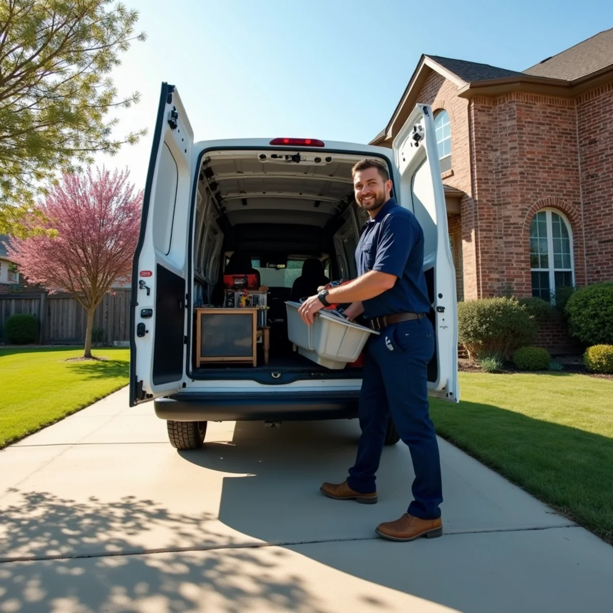 Lewisville Rapid Plumbers emergency dispatch vehicle and licensed plumber in Lewisville TX
