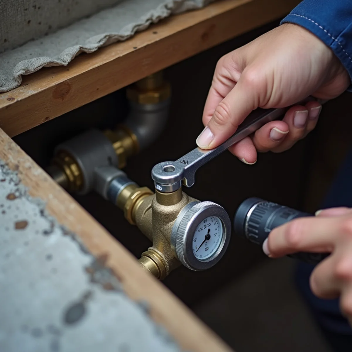 Plumber replacing high-end plumbing fixtures and shut-off valves in Addison townhome